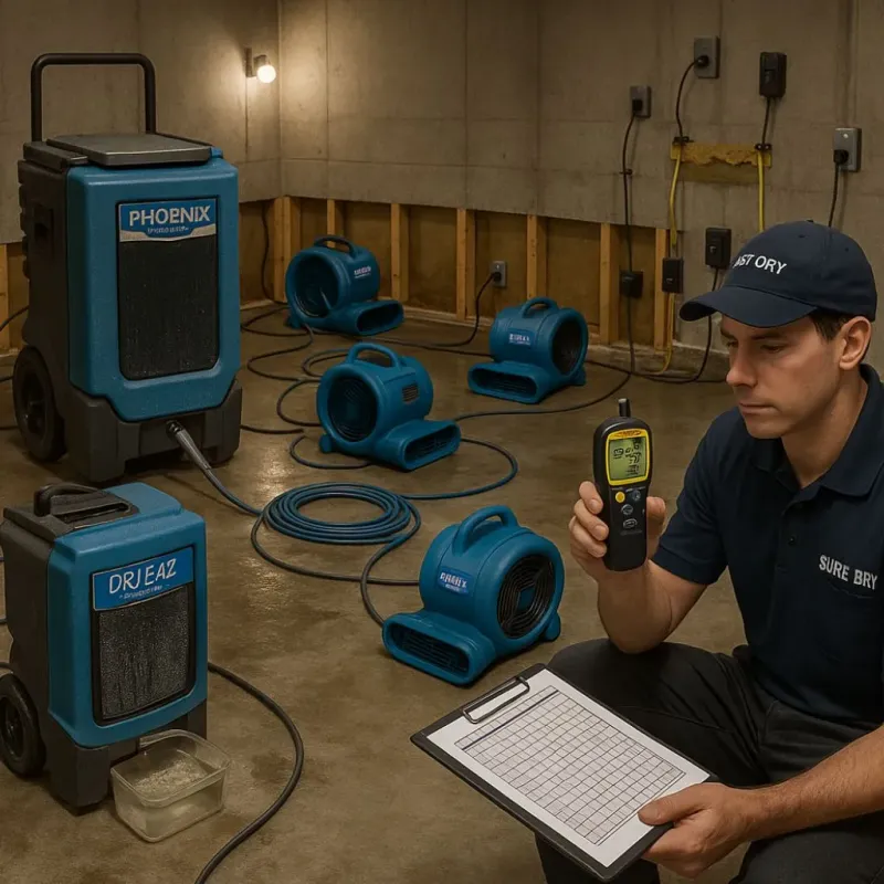 Structural Drying and Dehumidification process in Glenmora, LA
